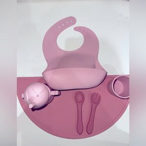 Baby silicone bib cups and utensils